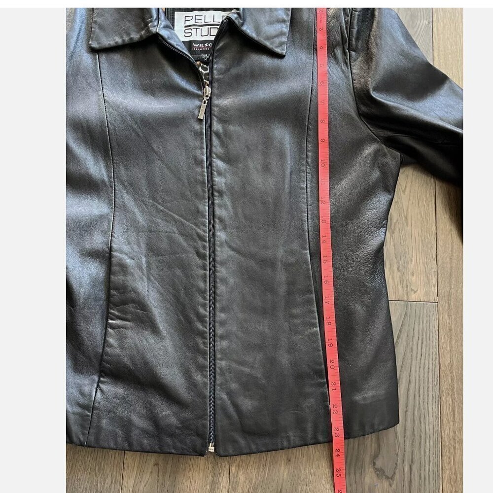 Wilsons 100% Genuine Leather Size M Pelle Studio Jacket Leopard Print Lining - Picture 8 of 10